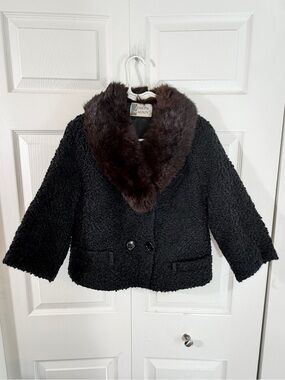 Joseph Magnin Curly Persian / Karakul Lamb Real Fur Cropped Jacket Coat Small